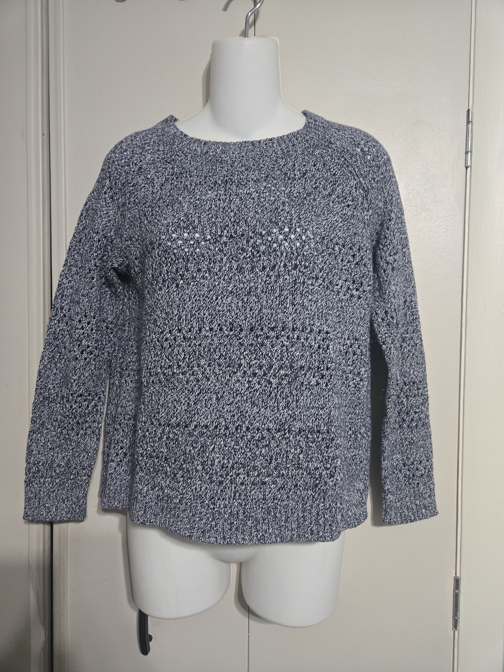 Talbots Heathered Navy Crewneck Sweater